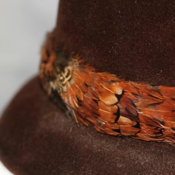 Cavanagh New York Brown Fedora silk Feather Hat - Picture 3 of 8